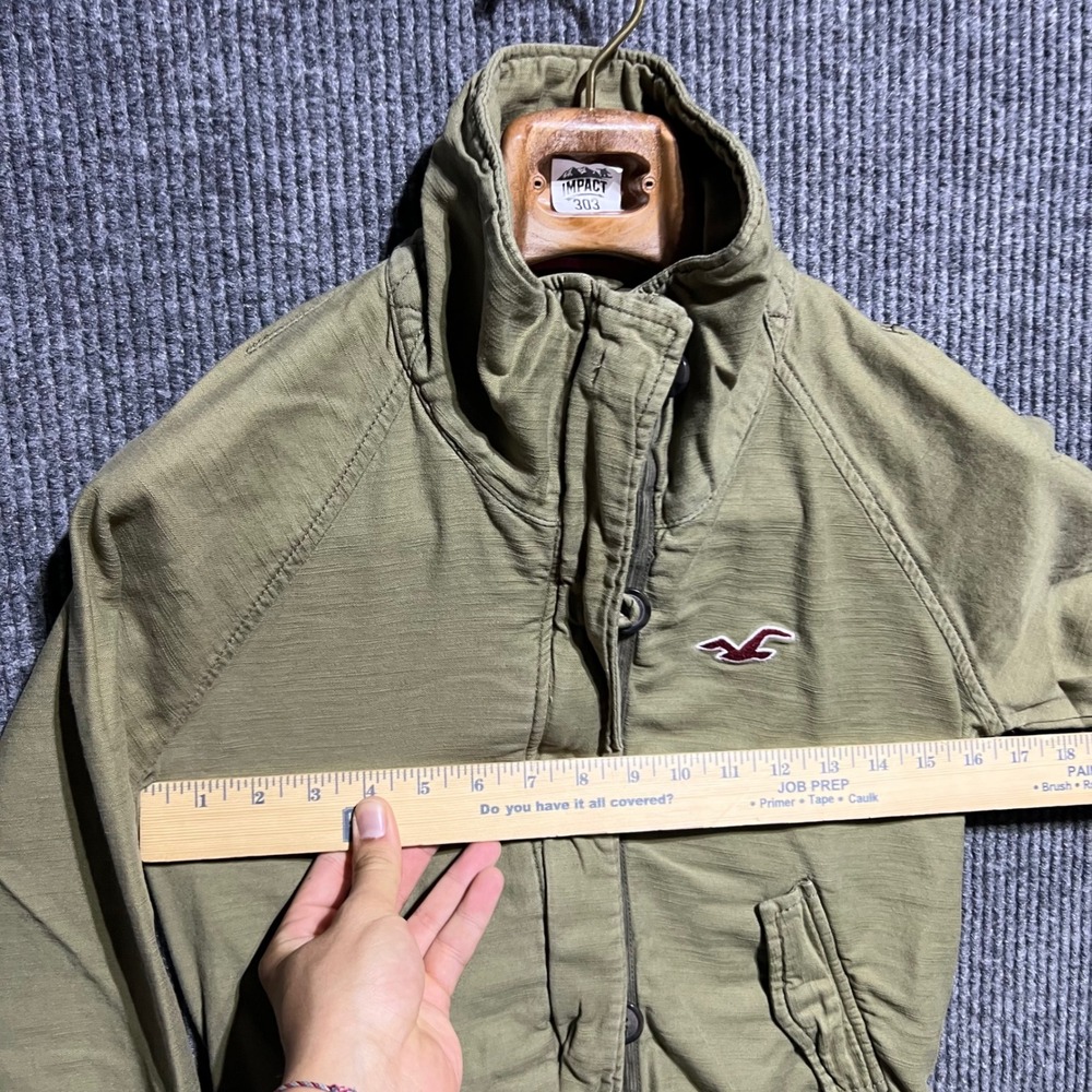 Vintage Hollister Full Zip Jacket Womens Small Green Utility Funnel Neck Cotton - Picture 3 of 12
